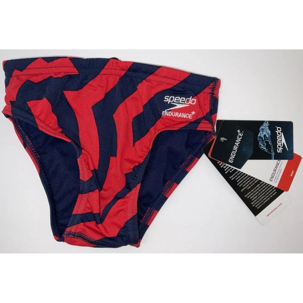 NIP Men's Speedo Competitive Endurance+ Vortex Maze Brief Trunks Red Blue 24